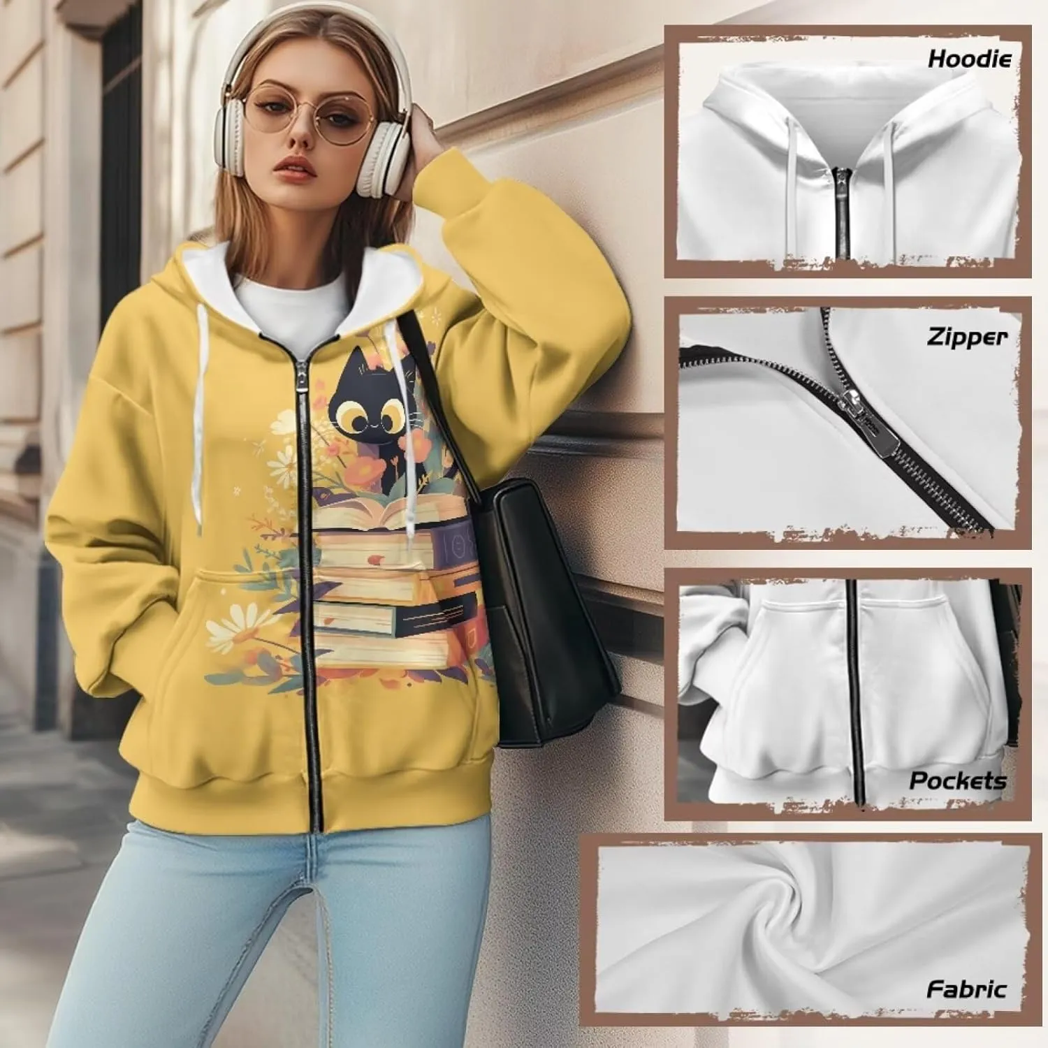 Forchrinse Skeleton Cobweb Womens Causal Long Sleeve Zip Up Hoodie Sweatshirts Y2K Hoodie Jackets Loose Fit Fashion Fall Coat