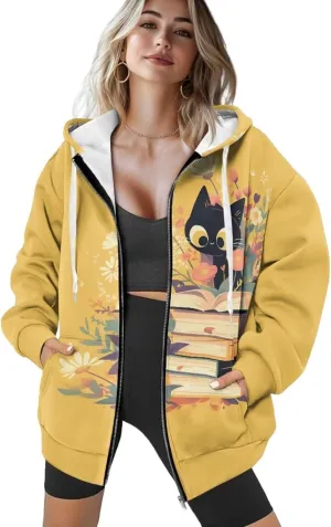 Forchrinse Skeleton Cobweb Womens Causal Long Sleeve Zip Up Hoodie Sweatshirts Y2K Hoodie Jackets Loose Fit Fashion Fall Coat