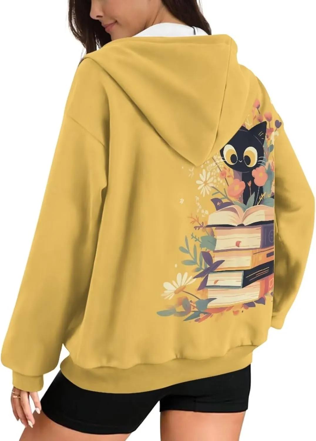 Forchrinse Skeleton Cobweb Womens Causal Long Sleeve Zip Up Hoodie Sweatshirts Y2K Hoodie Jackets Loose Fit Fashion Fall Coat