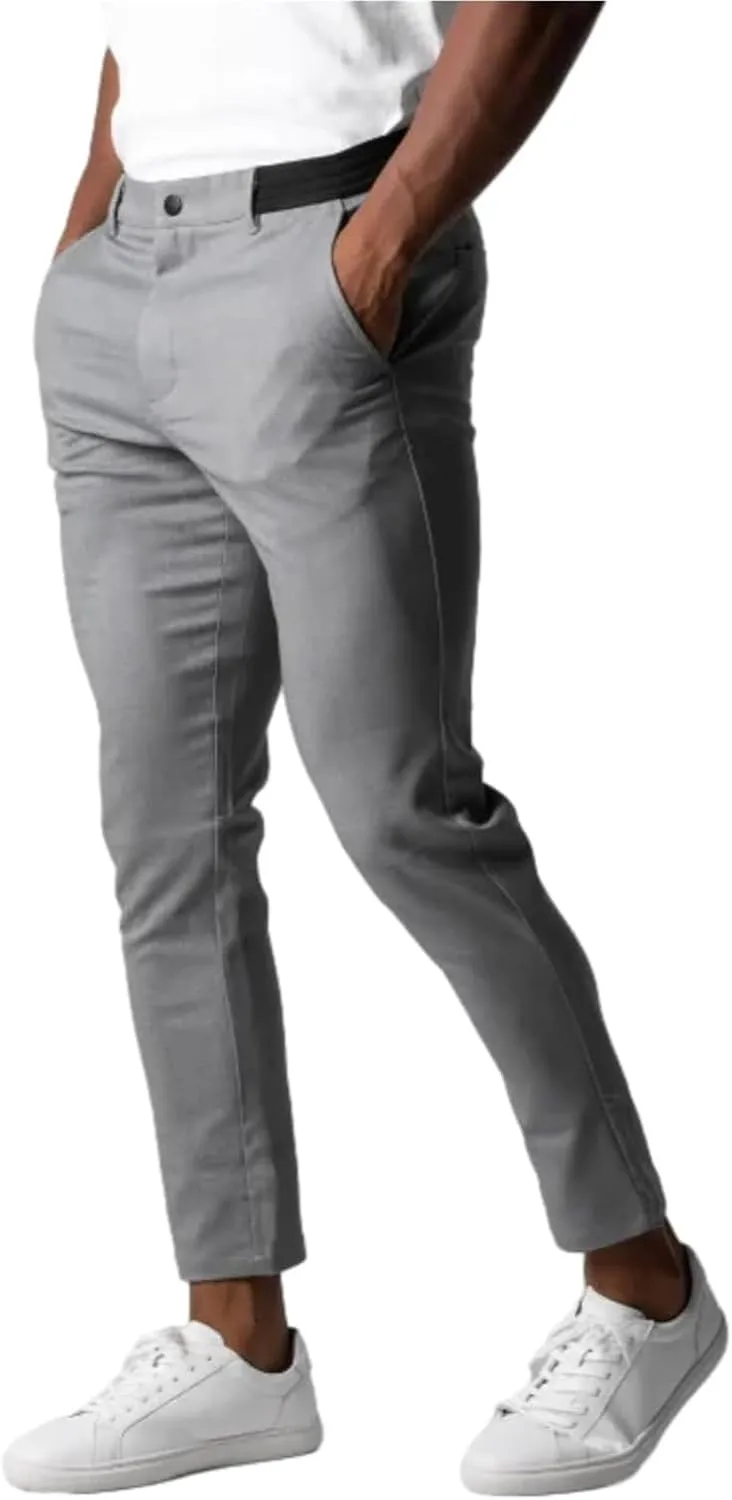 Foueo Active Chinos, Bizgent Pants, Active Chinos Men, Mens Slim Fit Chino Stretch Skinny Tapered Dress Pants