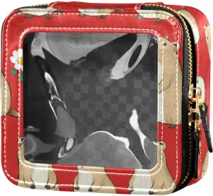 FRODOTGV Cartoon Capybara Red, Clear Small Makeup Bag for Purse, Waterproof Travel Toiletry Bags, Cosmetic Organizer