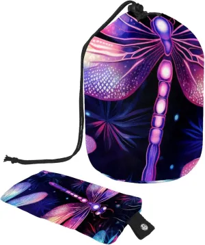 Fun Art Dragonfly Travel Cosmetic Bags Makeup Bag for Women, Foldable Drawstring Travel Cosmetic Bags, Portable Toiletry Bucket Bag