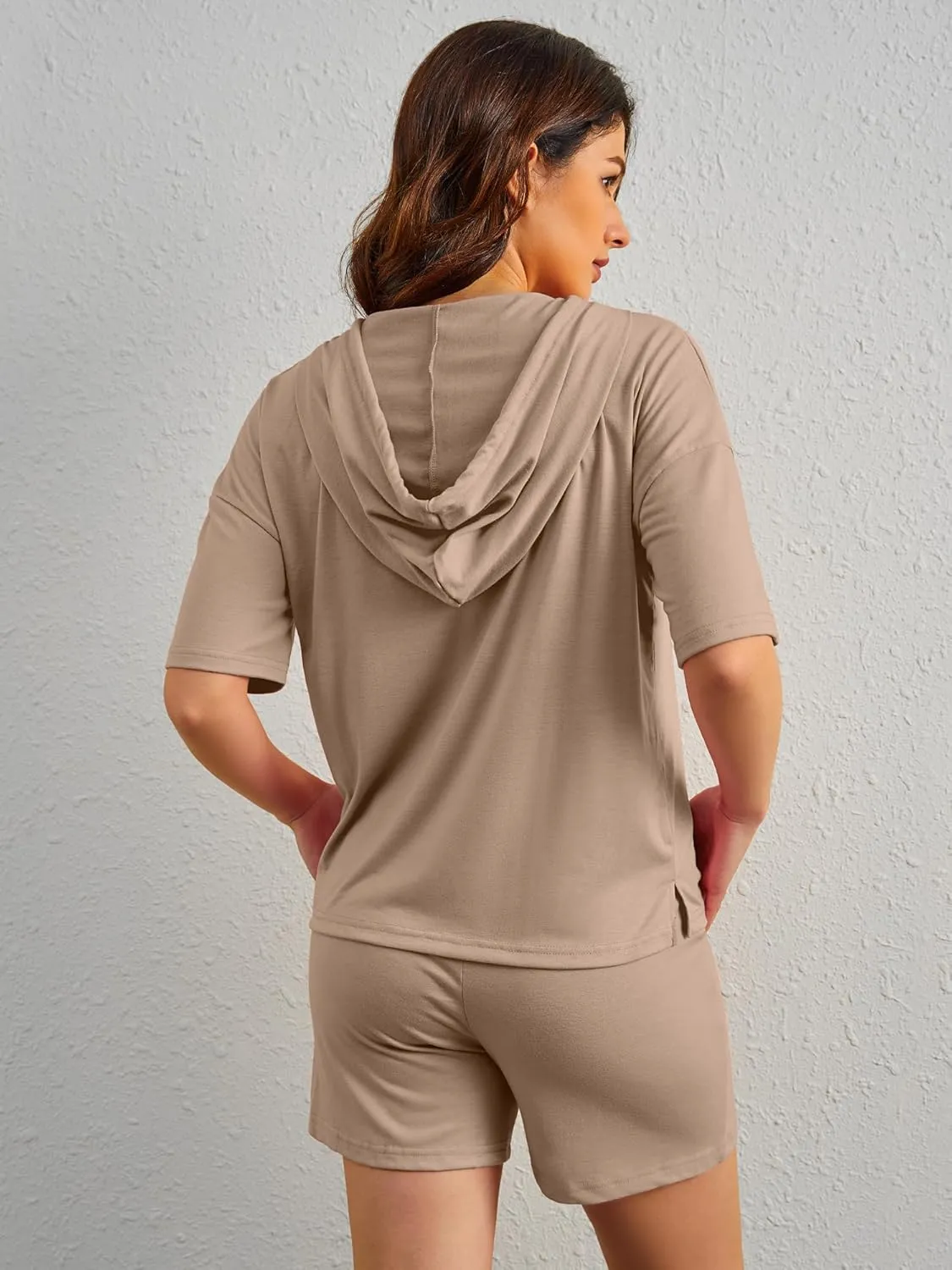 FUPHINE Women's Two Piece Outfits Shorts Sets Summer Sweatsuit Sets Short Sleeve Hoodie and Bottoms Loungewear with Pocket
