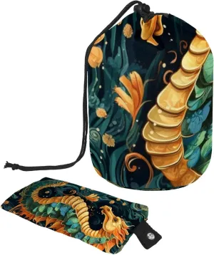 Galaxy Ocean Seahorse Travel Cosmetic Bags Makeup Bag for Women, Foldable Drawstring Travel Cosmetic Bags, Portable Toiletry Bucket Bag