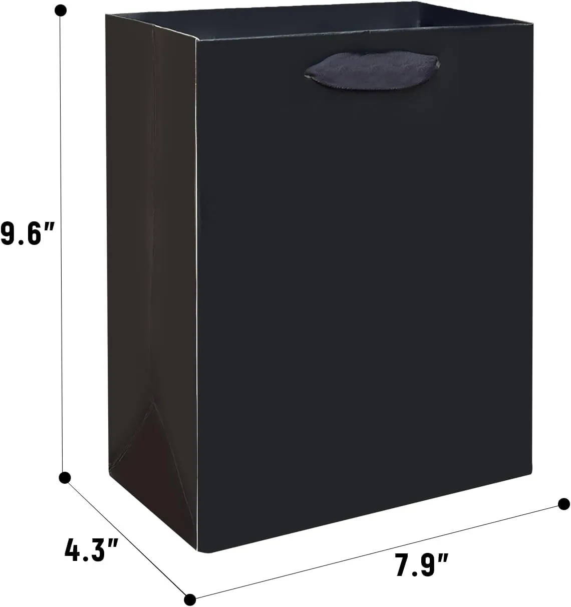Gcardist Deep Black Gift Bags with Tissue Paper for Wedding, Birthday, Party Supplies-7.9"x4.3"x9.6" Medium Size Cardboard Gift Bags5pcs Bags  10pcs Tissue Paper 