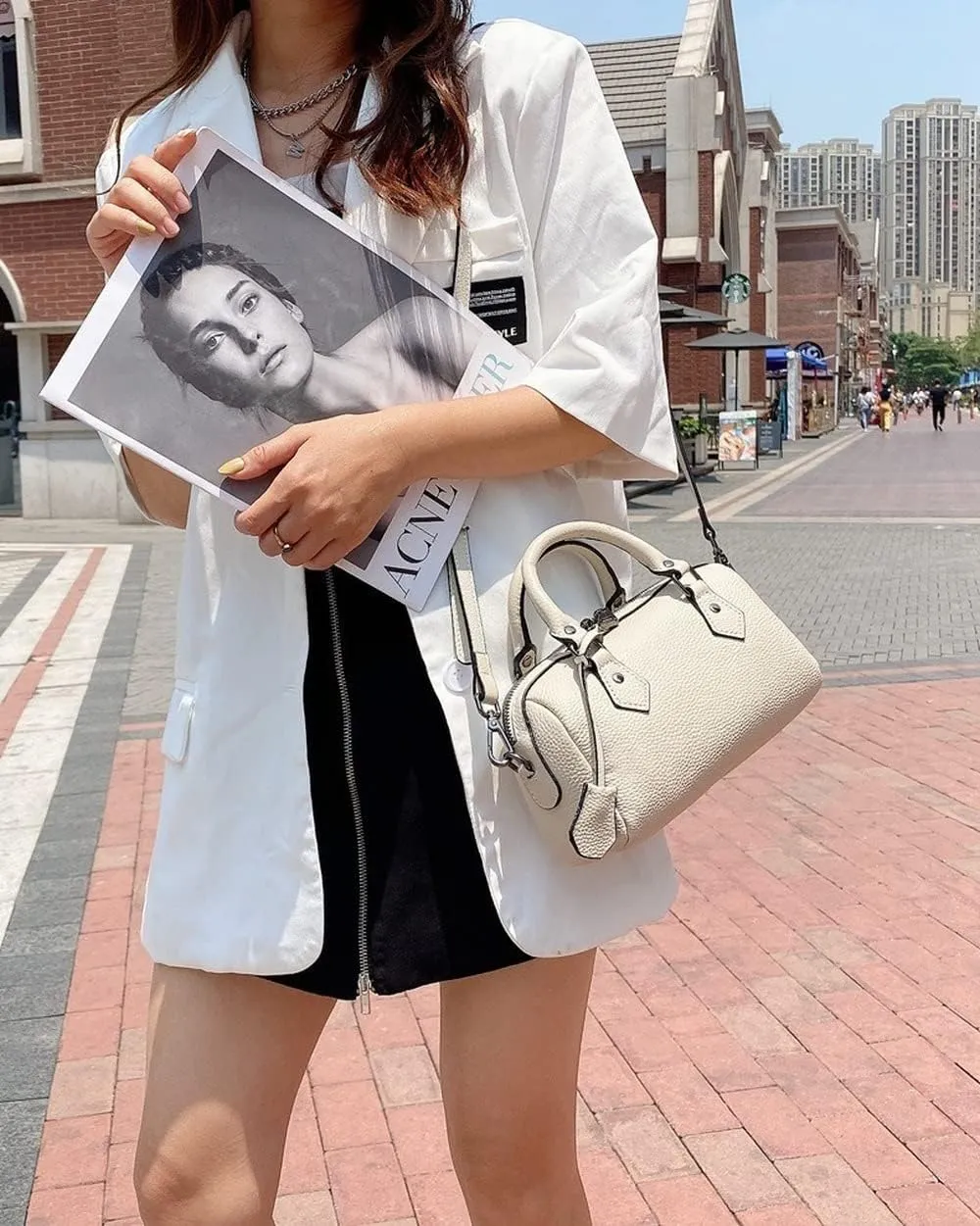 Genuine Leather Boston Bag Women's Unique Shoulder Bags Hobo Handbags Purse Laptop Work Bags