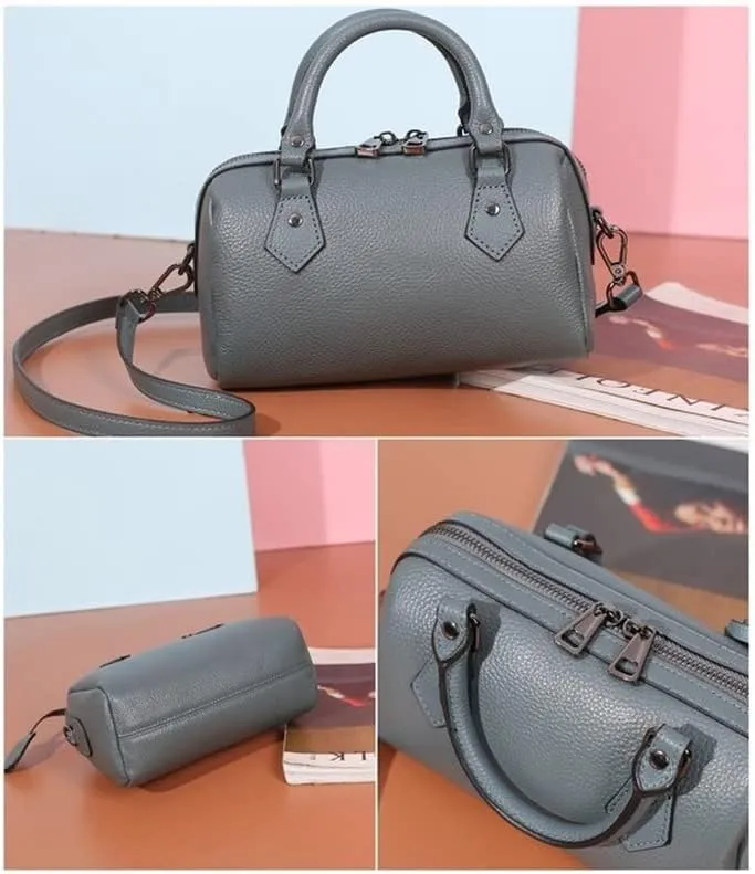 Genuine Leather Boston Bag Women's Unique Shoulder Bags Hobo Handbags Purse Laptop Work Bags