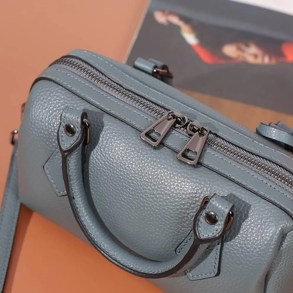 Genuine Leather Boston Bag Women's Unique Shoulder Bags Hobo Handbags Purse Laptop Work Bags