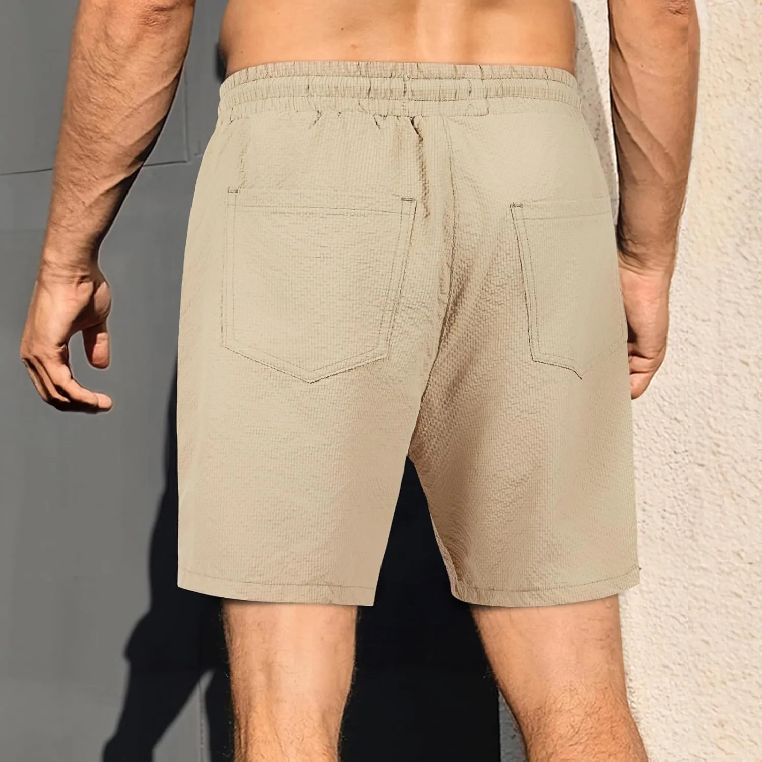 GINGTTO Mens Beach Shorts 7 inch Quick Dry Swim Trunks No Liner Seersucker Vacation Shorts for Men Elastic Waist