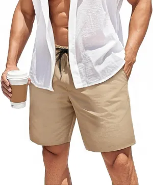 GINGTTO Mens Beach Shorts 7 inch Quick Dry Swim Trunks No Liner Seersucker Vacation Shorts for Men Elastic Waist