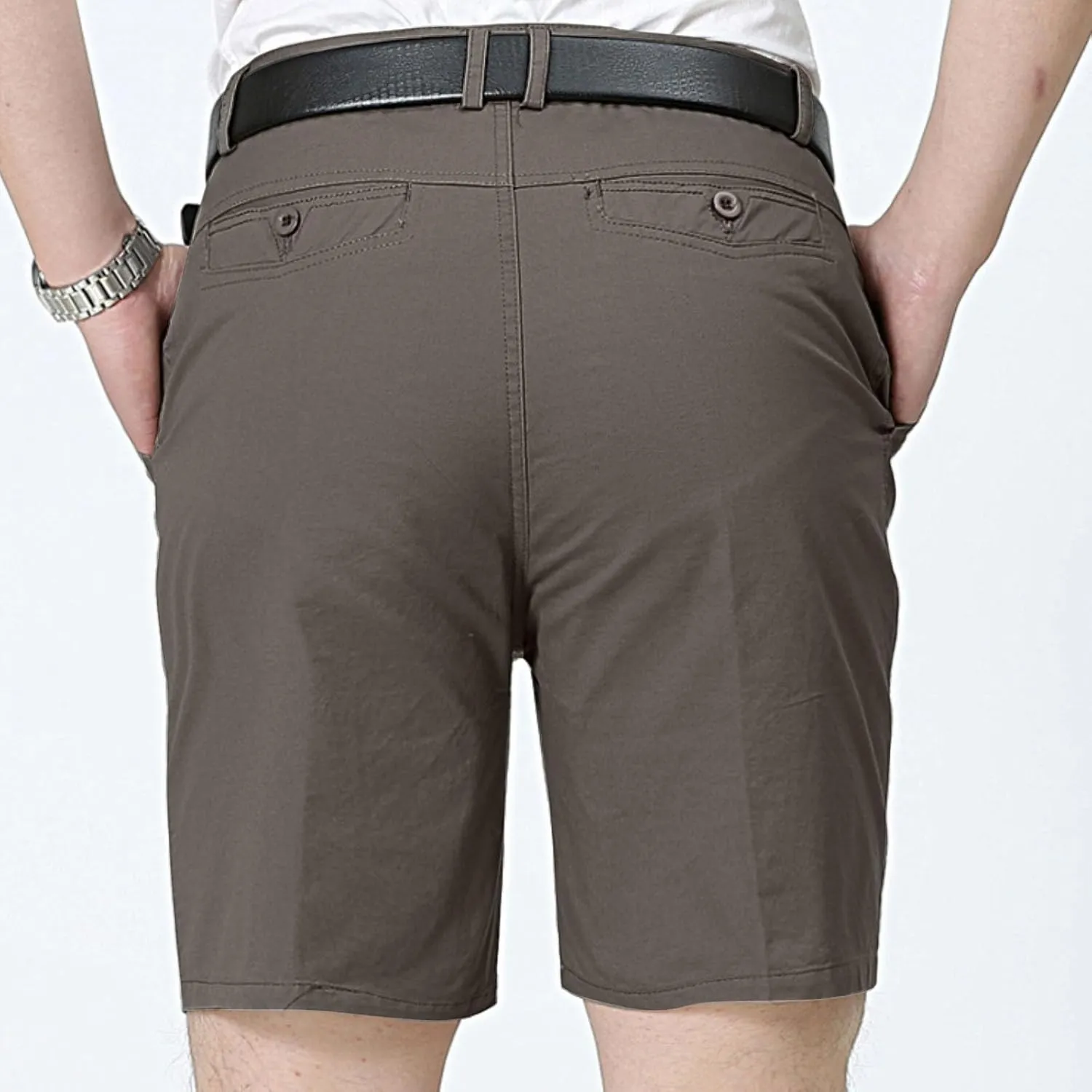 Golf Chino Shorts for Men Pleated Front Work Loose-Fit Solid Dress Shorts Lightweight Cotton Classic Short Pants