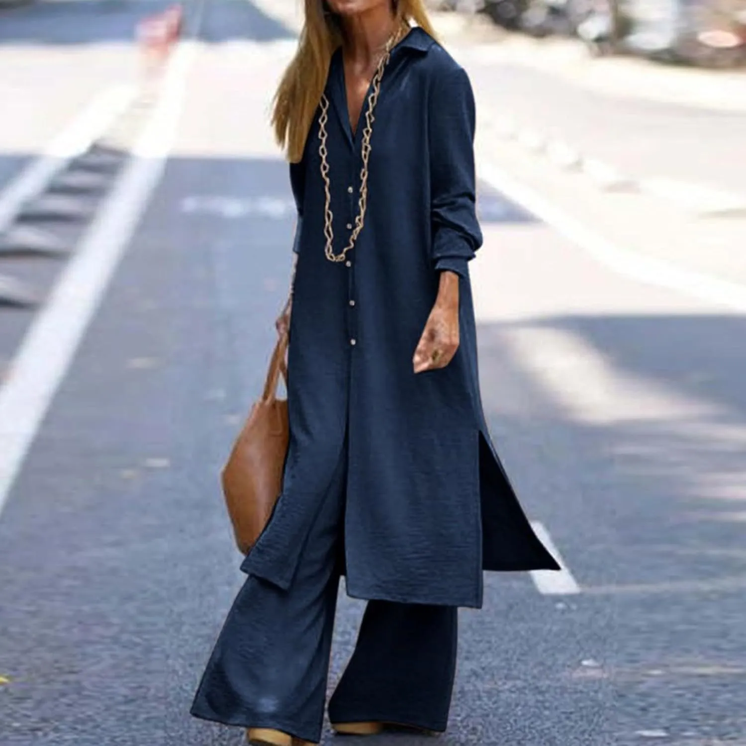 HGps8w Women's Vintage Cotton Linen Trench Coat Split Hem Mid Length Windbreaker Button Down Lapel Jacket Overcoat