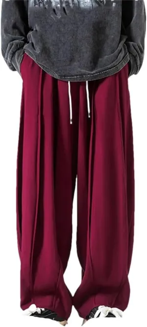 Hgvcfcv Men Wide Leg Pants Men Black Loose Casual Harem Pants Soild Color Japanese Streetwear Joggers Cargo Pants