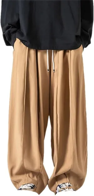 Hgvcfcv Men Wide Leg Pants Men Black Loose Casual Harem Pants Soild Color Japanese Streetwear Joggers Cargo Pants