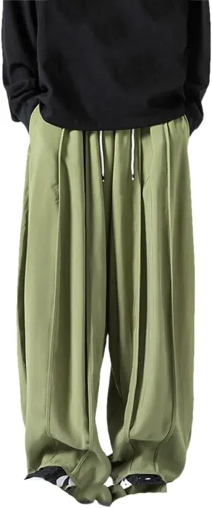 Hgvcfcv Men Wide Leg Pants Men Black Loose Casual Harem Pants Soild Color Japanese Streetwear Joggers Cargo Pants