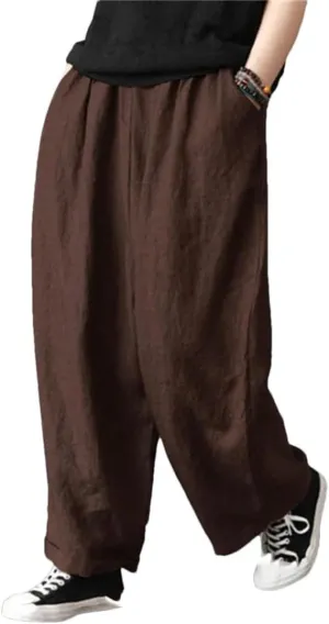 Hgvcfcv Men's Harem Pants Hip Hop Loose Casual Trousers Elastic Waist Harajuku Style Solid Jogging Pants Big Size