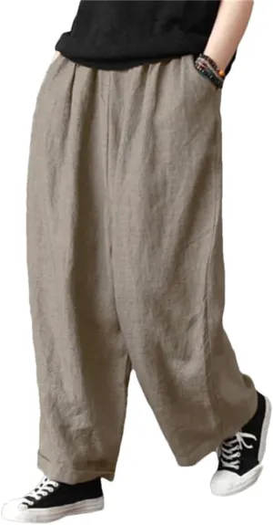 Hgvcfcv Men's Harem Pants Hip Hop Loose Casual Trousers Elastic Waist Harajuku Style Solid Jogging Pants Big Size