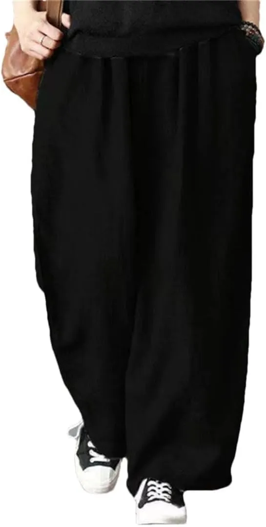 Hgvcfcv Men's Harem Pants Hip Hop Loose Casual Trousers Elastic Waist Harajuku Style Solid Jogging Pants Big Size