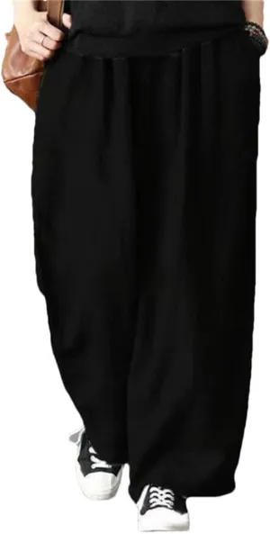 Hgvcfcv Men's Harem Pants Hip Hop Loose Casual Trousers Elastic Waist Harajuku Style Solid Jogging Pants Big Size