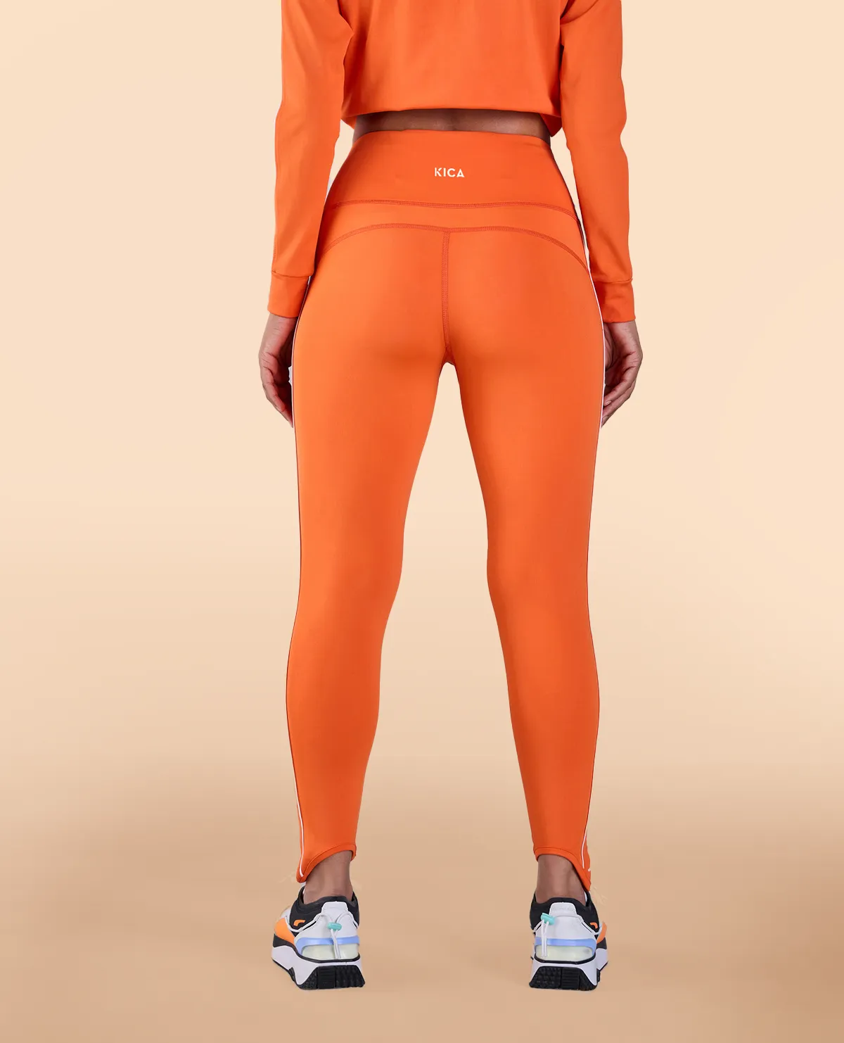 High Waisted Leggings in Second SKN Fabric Orange