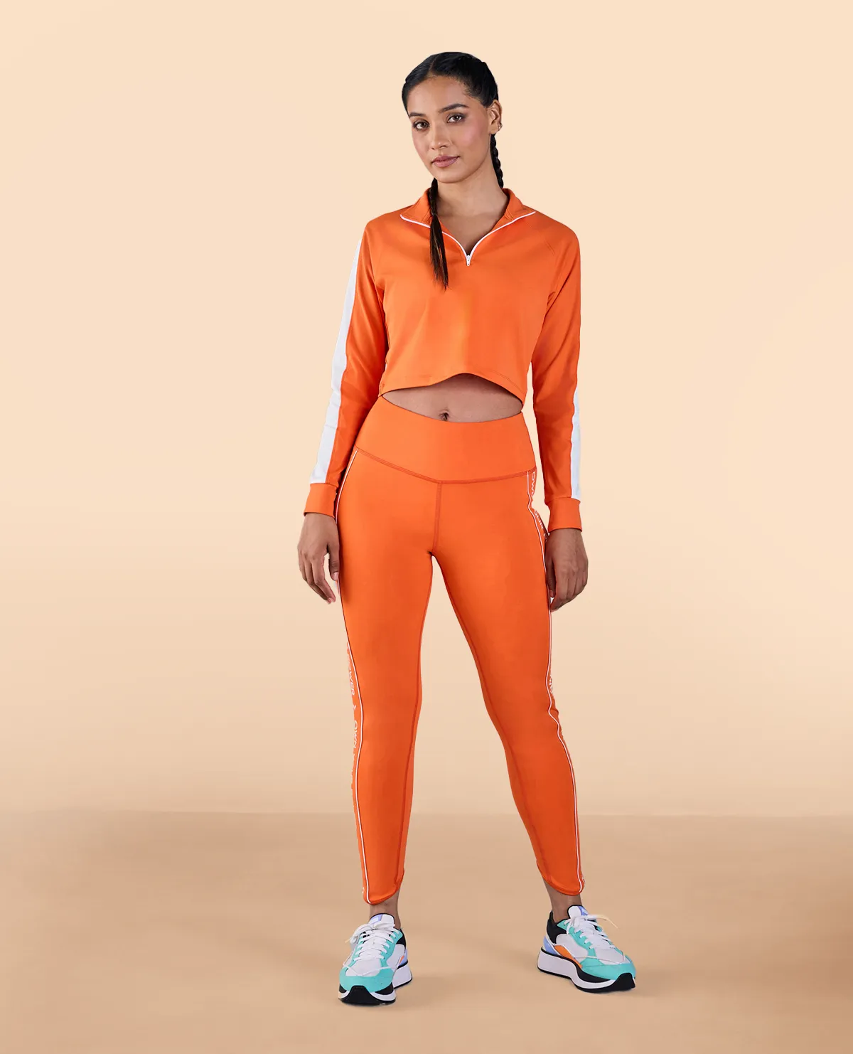 High Waisted Leggings in Second SKN Fabric Orange