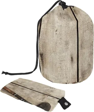 Hockey Stick and Puck on Wood 25 Travel Cosmetic Bags Makeup Bag for Women, Foldable Drawstring Travel Cosmetic Bags, Portable Toiletry Bucket Bag
