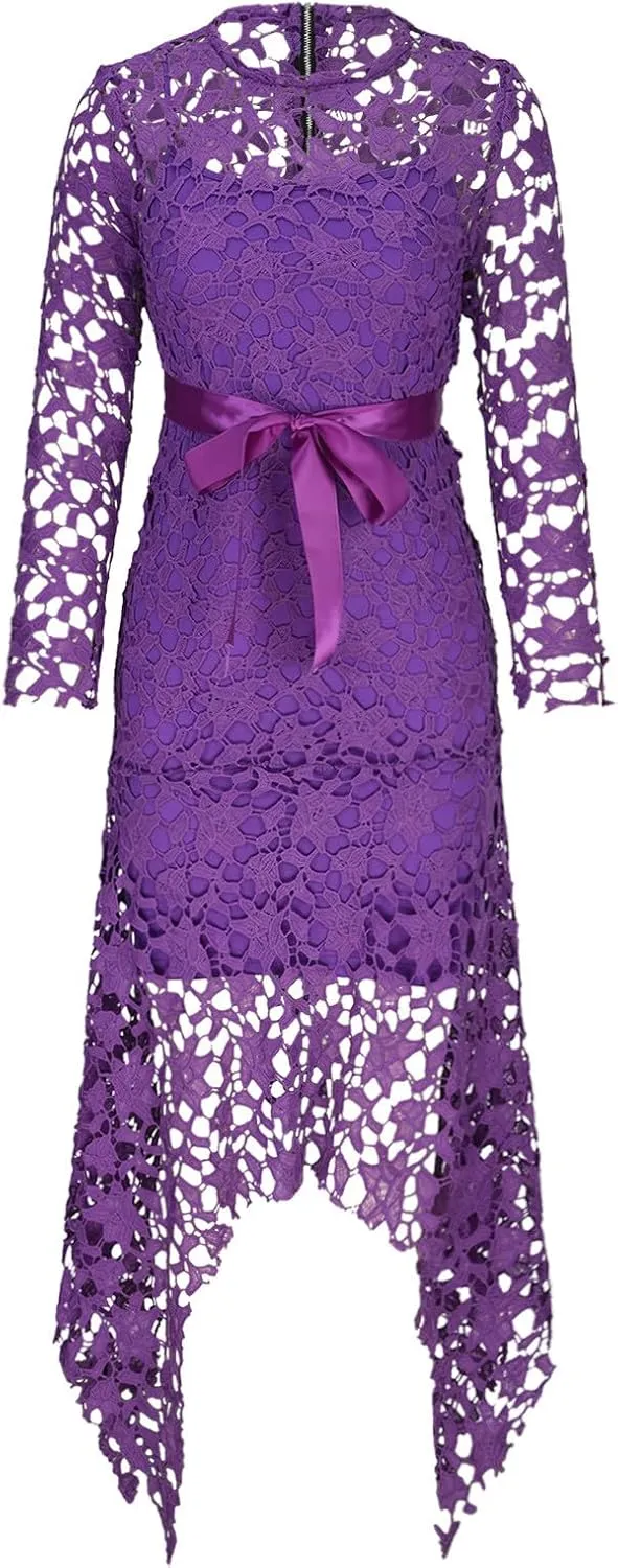 Hollow Floor-Length Lace-Up Asymmetrical Women's Maxi Dress Sexy Lace Dress Party Evening Dress 2025 Fashion