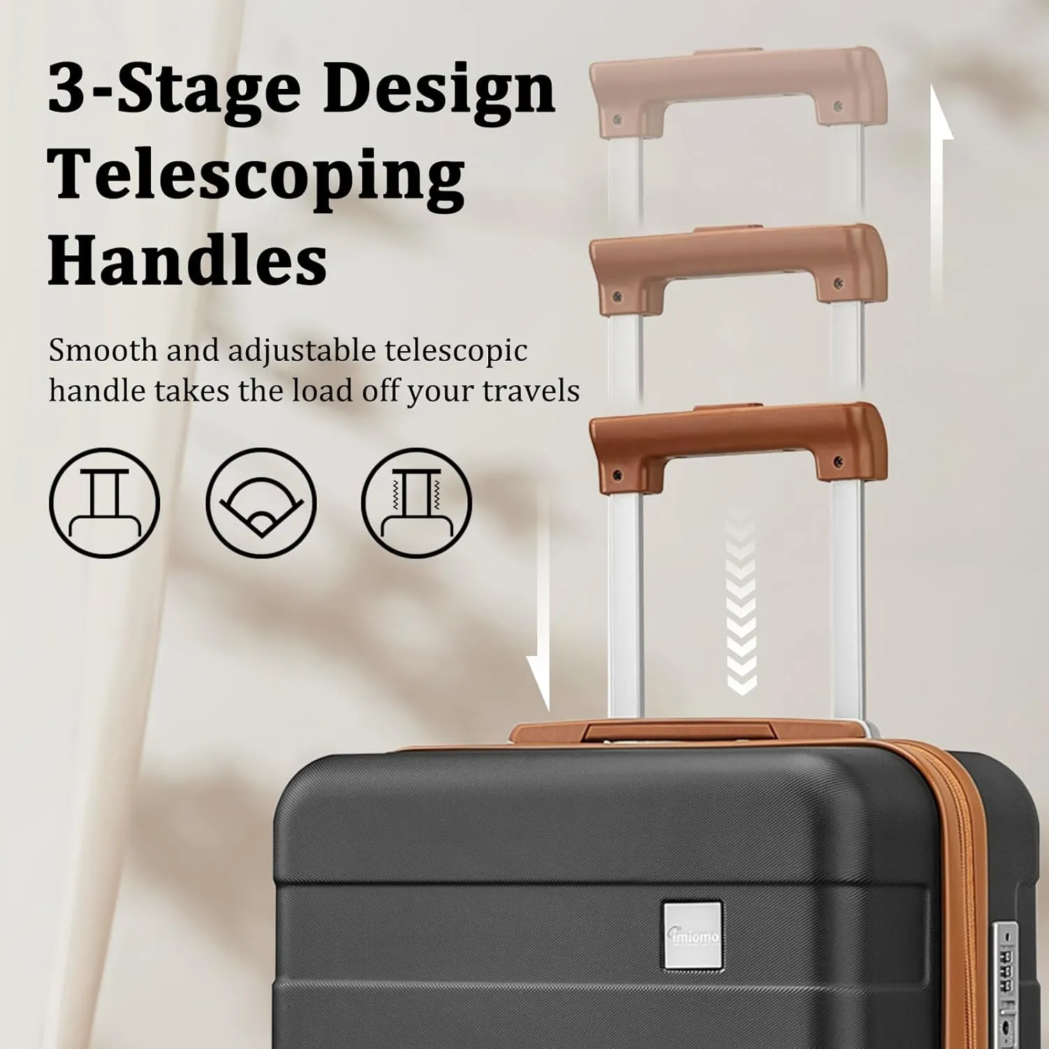 imiomo Hard Shell Luggage Sets 5 Piece for Women, Lightweight Hardside Rolling Suitcase Set with Spinner Wheels and TSA Lock, Black