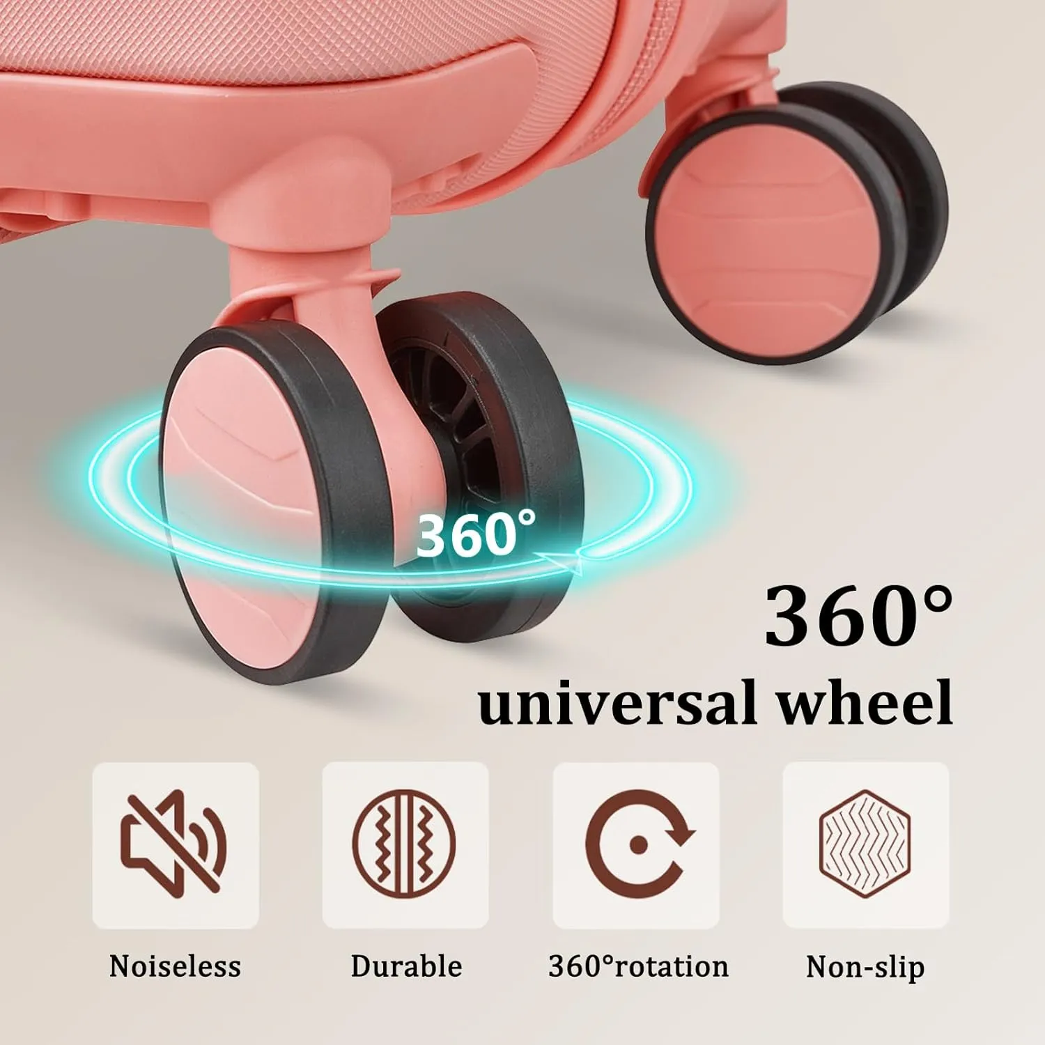 imiomo Hard Shell Luggage Sets 5 Piece for Women, Lightweight Hardside Rolling Suitcase Set with Spinner Wheels and TSA Lock, Pink