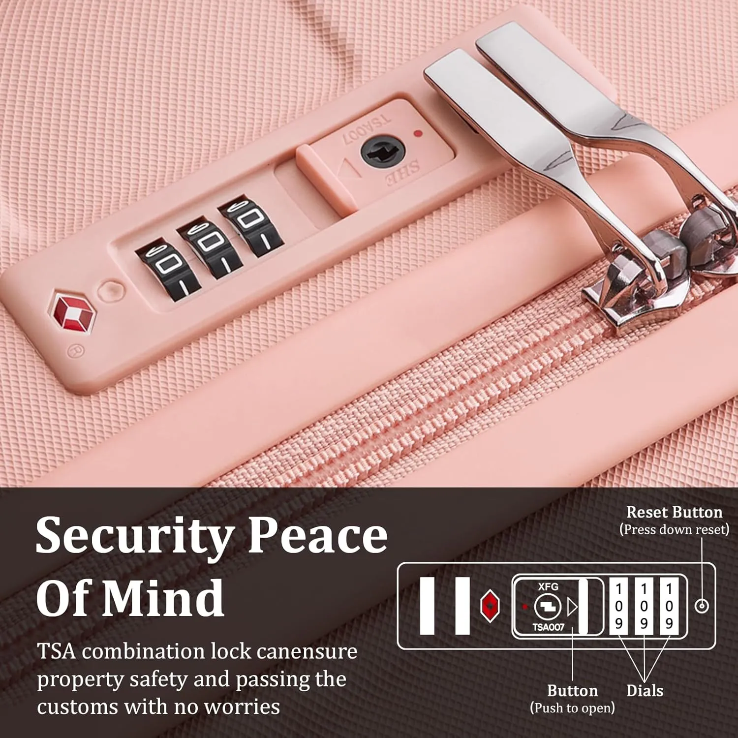imiomo Hard Shell Luggage Sets 5 Piece for Women, Lightweight Hardside Rolling Suitcase Set with Spinner Wheels and TSA Lock, Pink