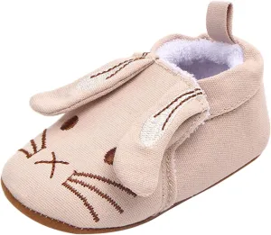 Infant Toddler Shoes Soft Sole Toddler Shoes 3D Little Ear Cartoon Embroidery Princess Shoes Boy Slides