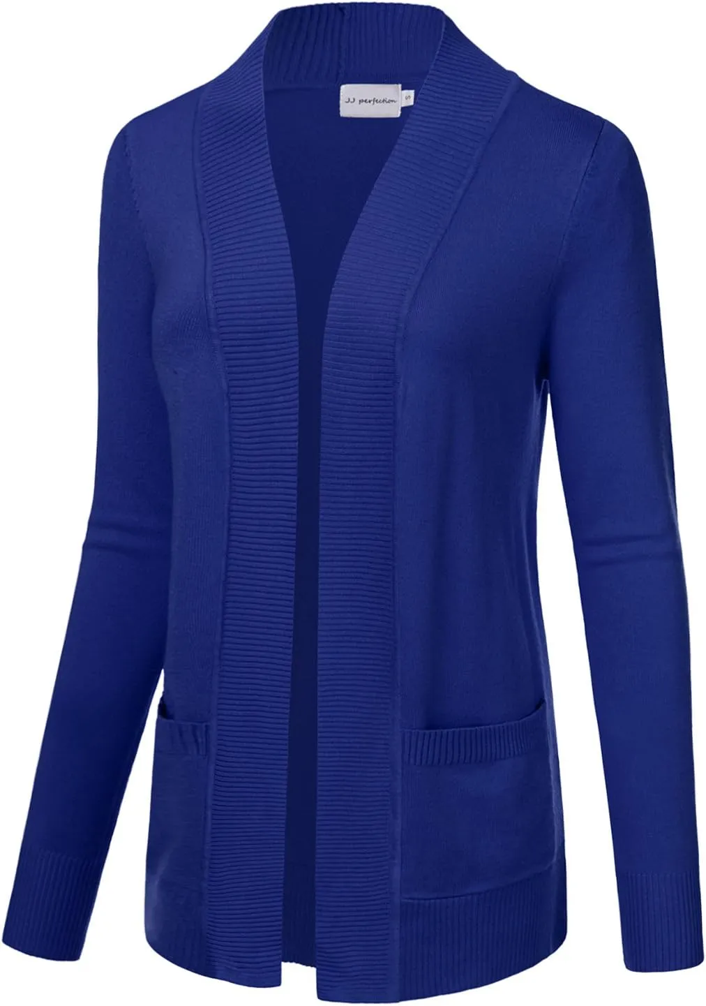 JJ Perfection Casual Open Front Knit Cardigan Long Sleeve with Side Pockets Basic Sweater Jackets for Womens with Plus Size