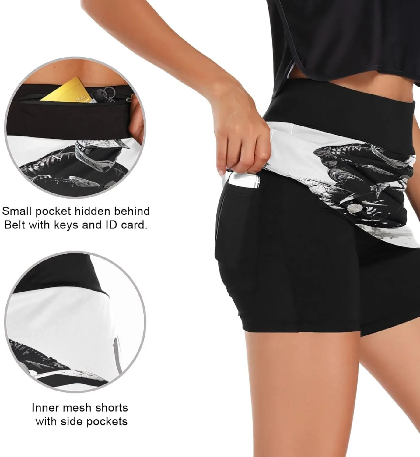 Joisal Paris Romantic Pattern Athletic Skorts for Women with Pockets Lightweight Athletic Golf Skorts for Running Workout