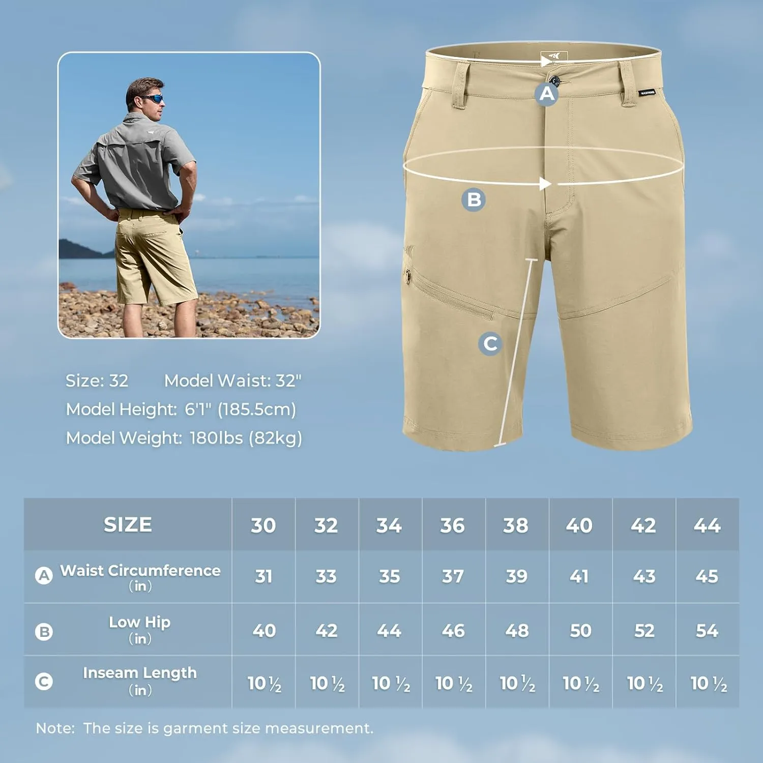 KastKing Cool Caster Men's Fishing Shorts, UPF 50  Hiking Shorts, 10.5 and 7.5 Available, Water Repellent, 4-Way Stretch