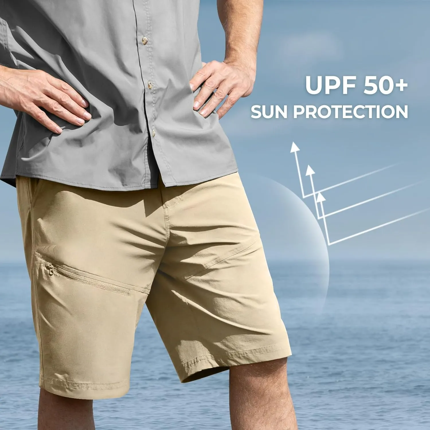 KastKing Cool Caster Men's Fishing Shorts, UPF 50  Hiking Shorts, 10.5 and 7.5 Available, Water Repellent, 4-Way Stretch