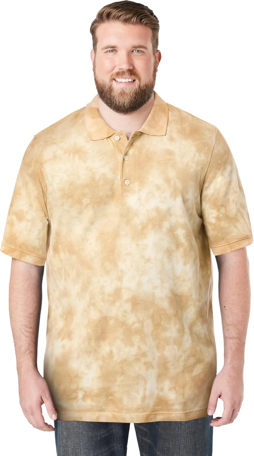KingSize Men's Big & Tall Shrink-Less Piqu Polo Shirt - 5XL, Khaki Marble