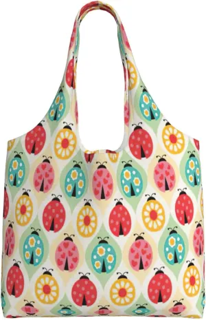 Ladybugs Cartoon Pattern Print Canvas Tote Bags,Reusable Cloth Bags For Shopping Beach Grocery Trendy