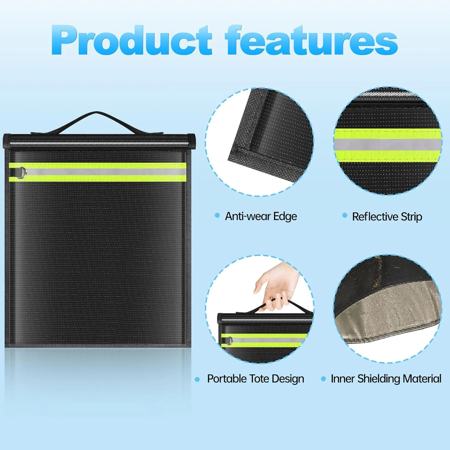 Large Faraday Bags EMP Proof,Portable Faraday Cage for Laptops Tablets,Faraday Bags with Handle&Reflective Strip,EMP bags for Electronics,Fireproof Waterproof RFID Signal Blocker Faraday Pouch