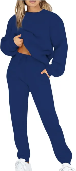 Lastesso Sweatsuits for Women Set 2 Piece Solid Loose Fit Tracksuit Soft Jogging Suits Casual Going Out Travel Clothes