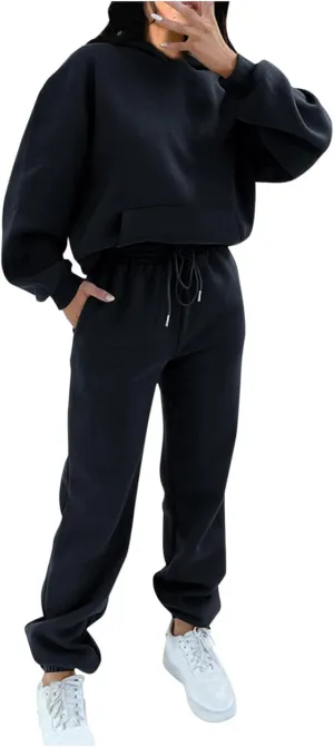 Lastesso Women Sweatsuits Sets Ultra-Soft Solid Sweatsuits Jogger Travel Track Suit Trendy Life Going Out Loungewear 2 Piece