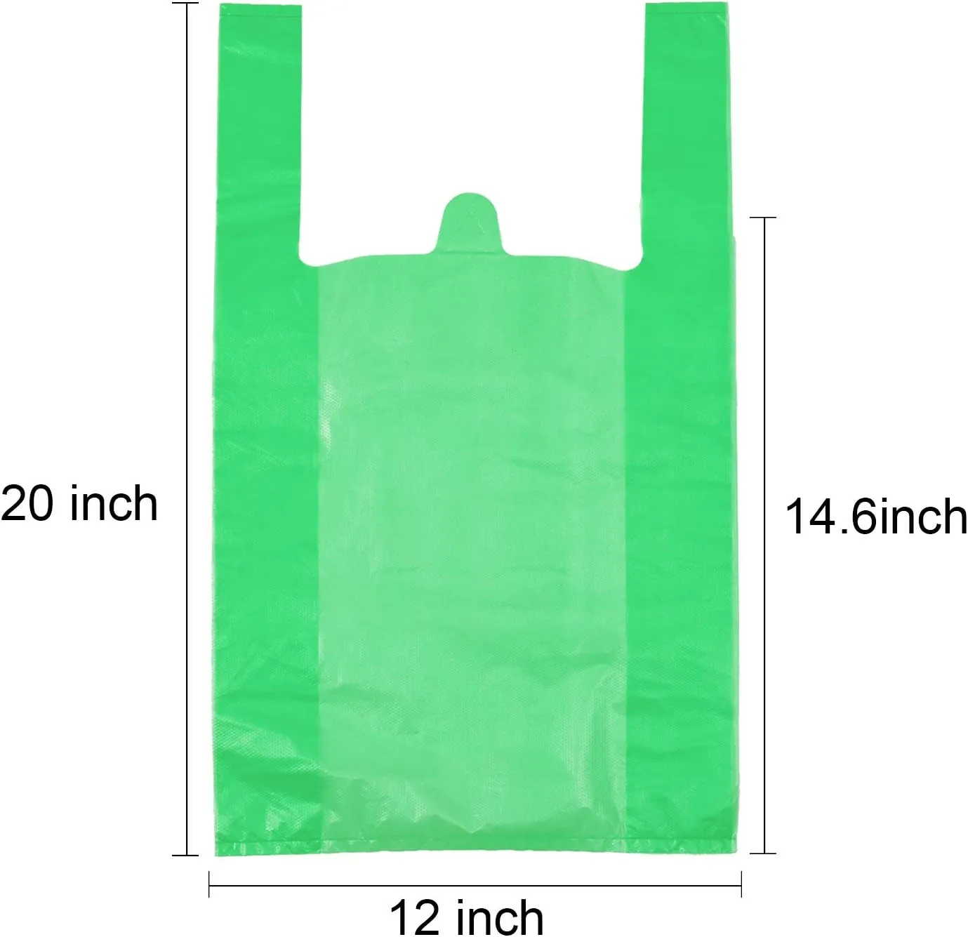 LazyMe T Shirt Bags, Plastic Bags with Handles for Grocery, Retail and St. Patrick's Day, Bolsas De Plastico Para Negocio, 12x20 Inch (Green, 50pcs)