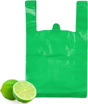 LazyMe T Shirt Bags, Plastic Bags with Handles for Grocery, Retail and St. Patrick's Day, Bolsas De Plastico Para Negocio, 12x20 Inch (Green, 50pcs)