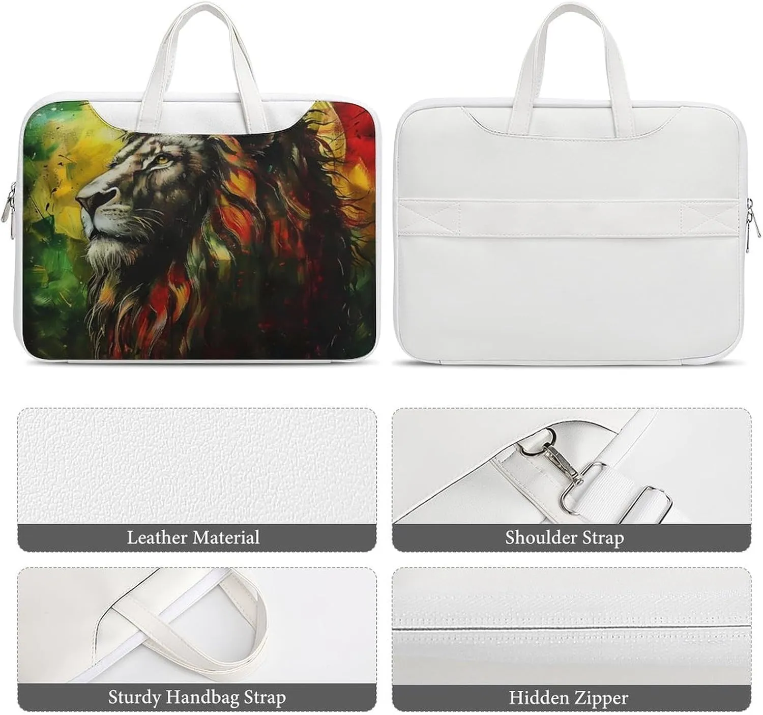 Lion A Rastafari Flag Jungle Reggae Laptop Tote Bag Waterproof Computer Carrying Case Business Office Briefcase
