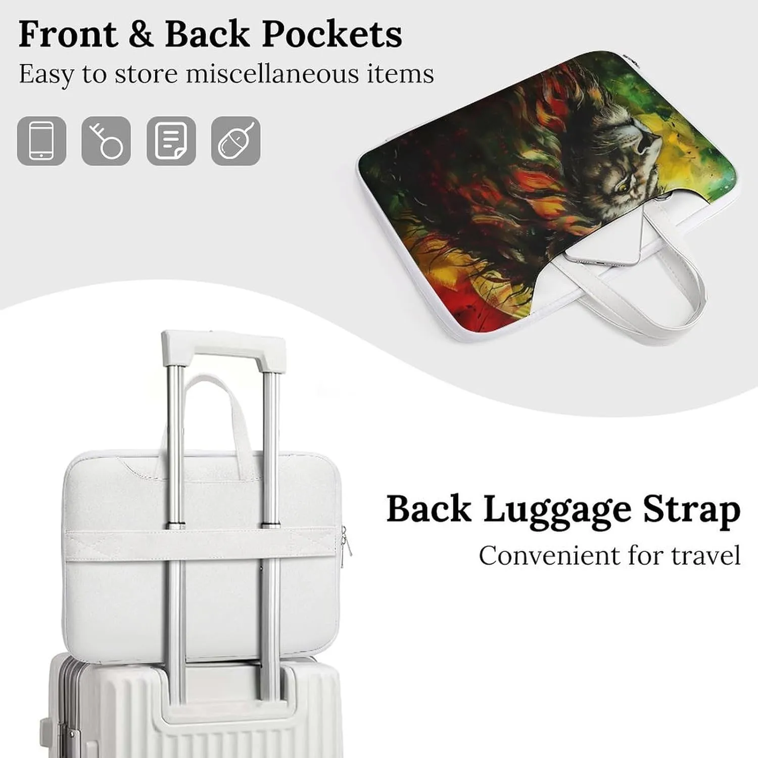 Lion A Rastafari Flag Jungle Reggae Laptop Tote Bag Waterproof Computer Carrying Case Business Office Briefcase