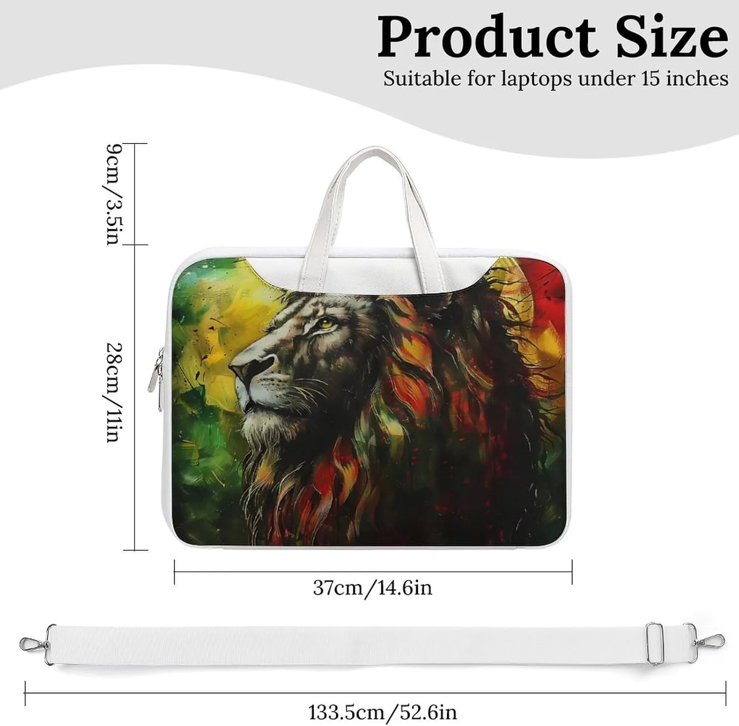 Lion A Rastafari Flag Jungle Reggae Laptop Tote Bag Waterproof Computer Carrying Case Business Office Briefcase