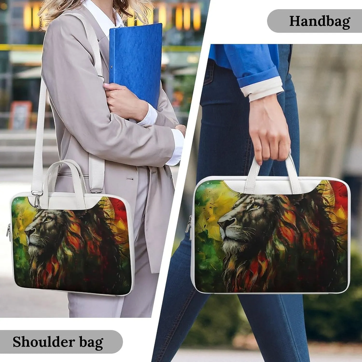 Lion A Rastafari Flag Jungle Reggae Laptop Tote Bag Waterproof Computer Carrying Case Business Office Briefcase