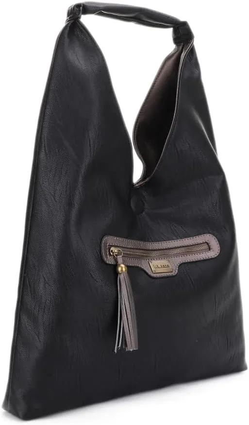 Liz Soto Tess Reversible Hobo Bag - Vegan Leather Hobo Purses for Women, Large Hobo Bags with Zipper Pockets, Magnet Closure
