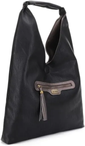 Liz Soto Tess Reversible Hobo Bag - Vegan Leather Hobo Purses for Women, Large Hobo Bags with Zipper Pockets, Magnet Closure