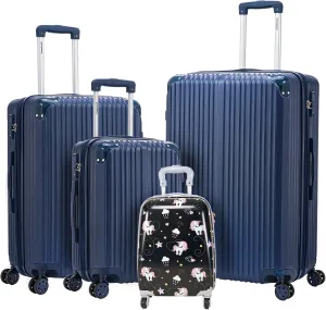 Luggage Sets 4 Piece Suitcases with Wheels, Suitcase Set ABS Hard Shell Luggage with TSA Lock Spinner Wheels Large Luggage Carry On Suitcase (BLUE, 4 PIECE (16inch/20inch/24inch/30inch))