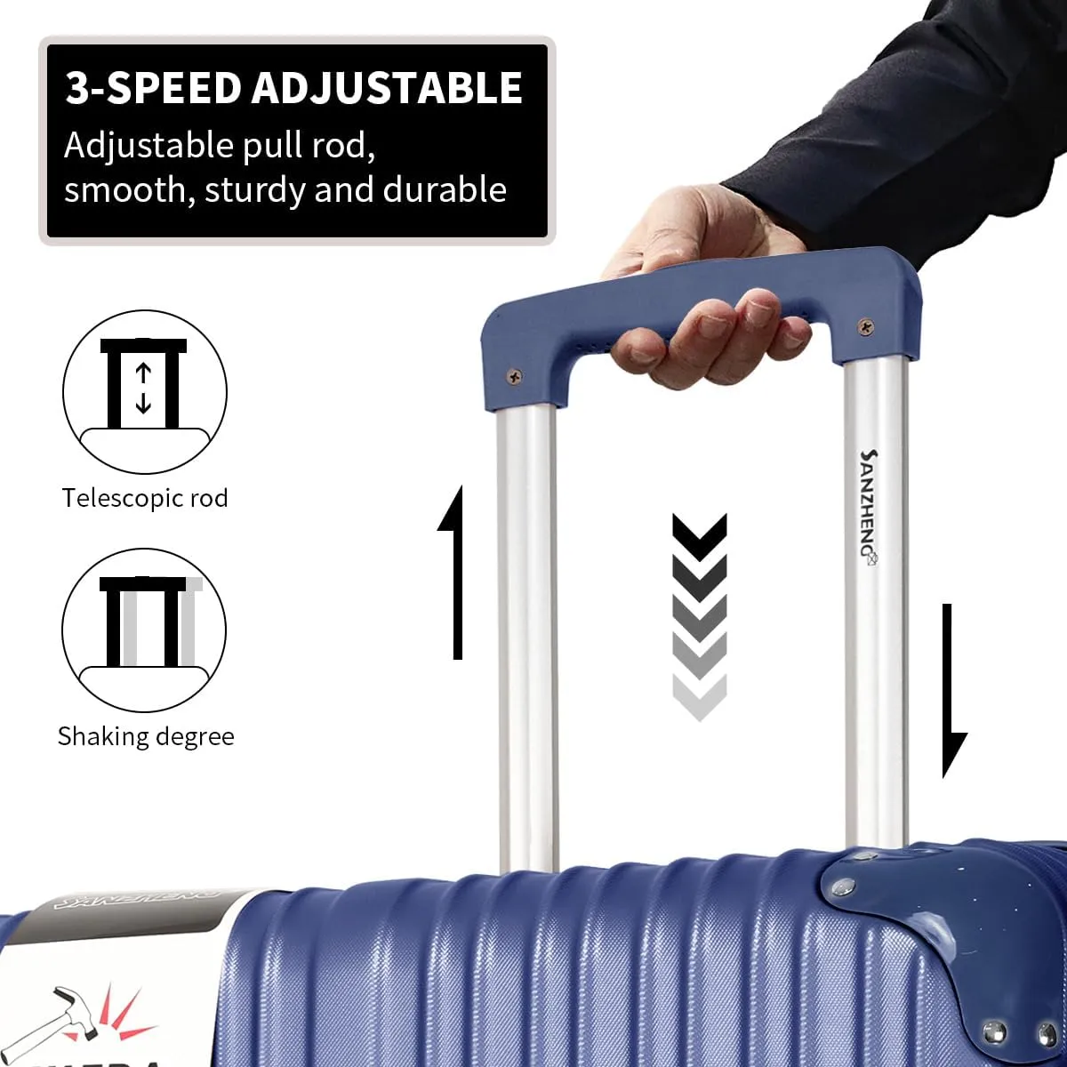 Luggage Sets 4 Piece Suitcases with Wheels, Suitcase Set ABS Hard Shell Luggage with TSA Lock Spinner Wheels Large Luggage Carry On Suitcase (BLUE, 4 PIECE (16inch/20inch/24inch/30inch))